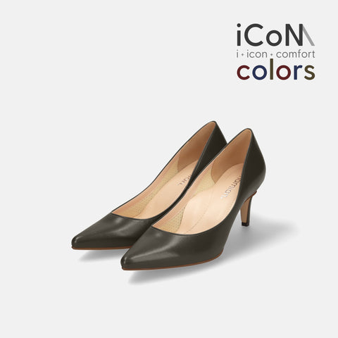 ラストワンBasic Item SALE10%OFF：2024AW：iCoN COLORS：ポインテッドトゥ スムース パンプス（C76533）カーキ/mamian（マミアン）