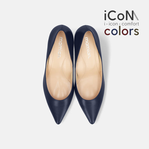 2024AW：iCoN COLORS：ポインテッドトゥ スムース パンプス（C76533）ネイビー/mamian（マミアン）