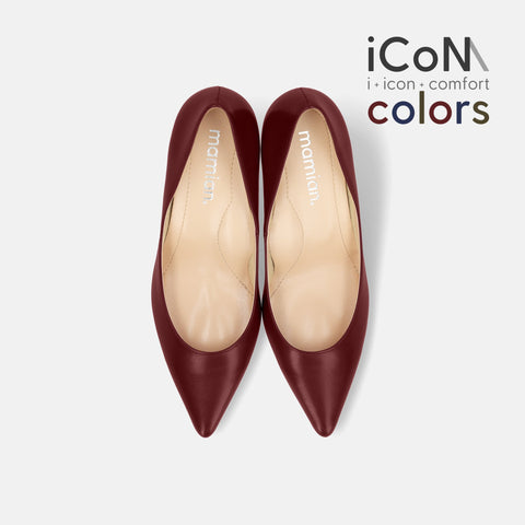 2024AW：iCoN COLORS：ポインテッドトゥ スムース パンプス（C76533）ワイン/mamian（マミアン）