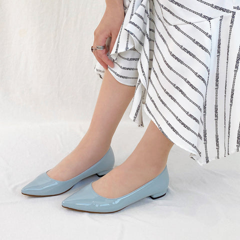 50%OFF：iCoN COLORS：ポインテッドトゥ エナメル フラットシューズ（C20141）ブルージュ/mamian（マミアン）