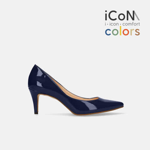 15%OFF：2025SS：iCoN COLORS：ポインテッドトゥ エナメル パンプス（C76531）クラシックネイビー/mamian（マミアン）