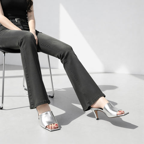 予約：2026SS：シンプル スタイル ミュール（733）シルバー