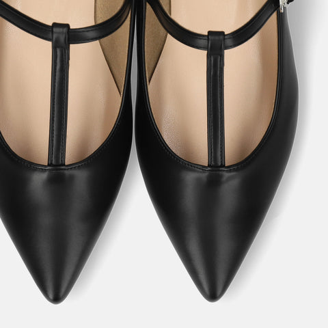 2026SS：Tストラップ フラットシューズ（4796）ブラック/mamian（マミアン）