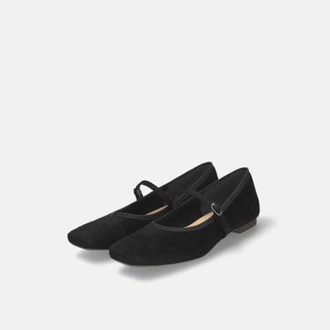 2025AW：スクエアトゥ メリージェーン フラット（m10310）ブラックハラコ/mamian（マミアン）