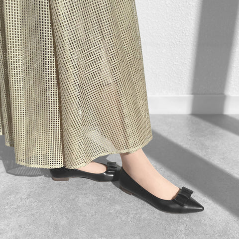 2025AW：リボン フラットシューズ（m17042）ブラック/mamian（マミアン）