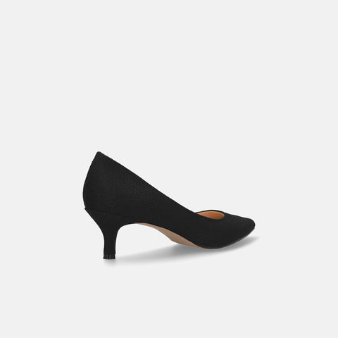 15% OFF: iCoN COLORS: Pointed toe linen pumps (C57175) Black L