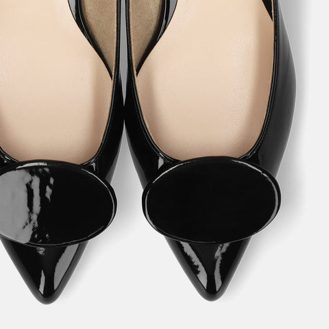 予約：2026SS：オーバルパーツ付き パンプス（m45022）ブラックE