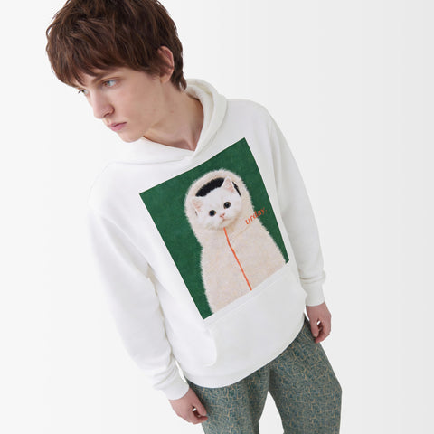 予約：urday【cat】アートワークスウェットプルパーカ（u-a-spk-0001-04）ホワイト