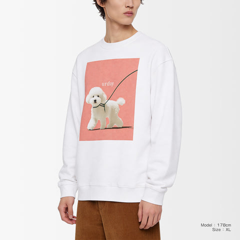 予約：urday【dog】アートワークスウェットシャツ（u-a-sw-0001-09）ホワイト/urday（マミアン）